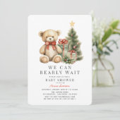 Teddy Bear Barly Wachten Vakantie Baby shower Kaart (Staand voorkant)