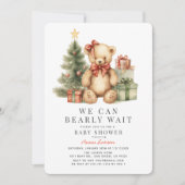 Teddy Bear Barly Wachten Vakantie Meisje Baby show Kaart (Voorkant)