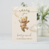 Teddy Bear Barly Wait Air Balloon Baby shower Bedankkaart (Staand voorkant)