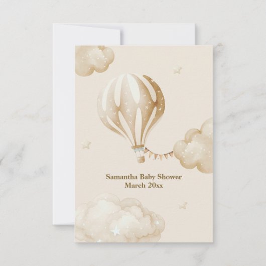 Teddy Bear Barly Wait Air Balloon Baby shower Bedankkaart (Achterkant)