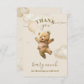 Teddy Bear Barly Wait Air Balloon Baby shower Bedankkaart (Voorkant / Achterkant)