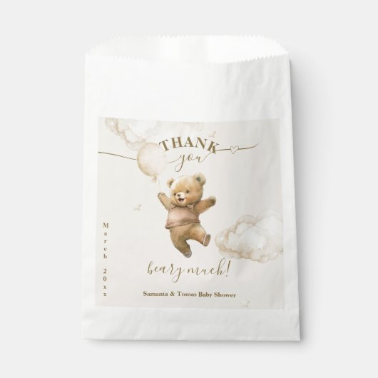 Teddy Bear Barly Wait Air Balloon Baby shower Bedankzakje (Voorkant)
