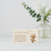 Teddy Bear Barly Wait Air Balloon Baby shower Informatiekaartje (Staand voorkant)