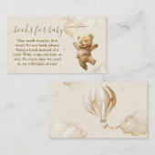 Teddy Bear Barly Wait Air Balloon Baby shower Informatiekaartje (Voorkant / Achterkant)