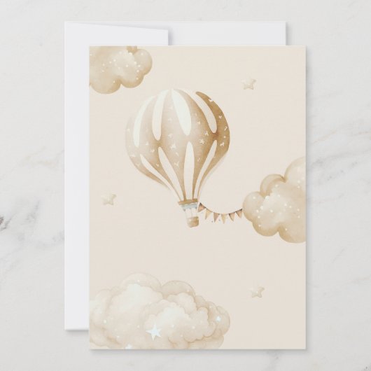 Teddy Bear Barly Wait Air Balloon Baby shower Kaart (Achterkant)