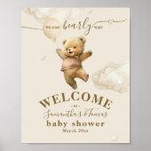 Teddy Bear Barly Wait Air Balloon Baby shower Poster (Voorkant)