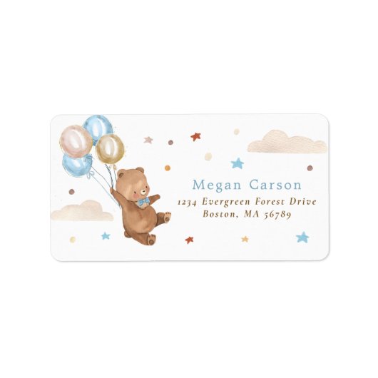 Teddy Bear Barly Wait Baby shower Decor Address Etiket (Voorkant)