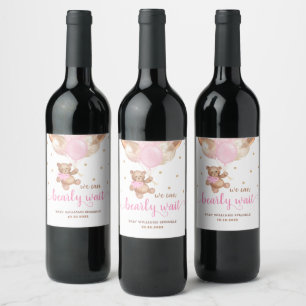Teddy Bear Barly Wait Baby shower Wine Label Wijn Etiket