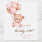 Teddy Bear Barly Wait Baby shower Wine Label Wijn Etiket (Enkel label)