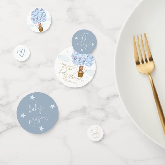 Teddy Bear Barly Wait Blue Boy Baby shower Confetti (Groep)