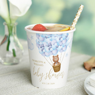 Teddy Bear Barly Wait Blue Boy Baby shower Papieren Bekers