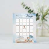 Teddy Bear Barly Wait Boy Baby shower Bingo Invi (Staand voorkant)