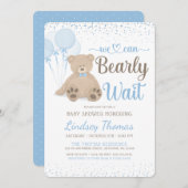 Teddy Bear Barly Wait Confetti Boy Baby shower Kaart (Voorkant / Achterkant)