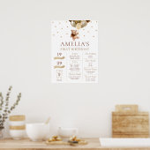 Teddy Bear Barly Wait Milestone Baby 1st Birthday Poster (Keuken)