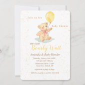 Teddy Bear Bearly Wait Baby shower Kaart (Voorkant)