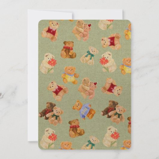 Teddy Bear Bearly Wait Baby shower Kaart (Achterkant)