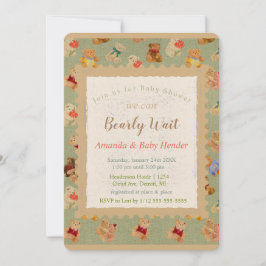 Teddy Bear Bearly Wait Baby shower Kaart