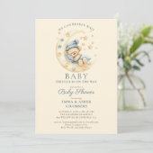 Teddy Bear Bearly Wait Baby shower Kaart (Staand voorkant)