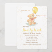 Teddy Bear Bearly Wait Baby shower Kaart (Voorkant / Achterkant)