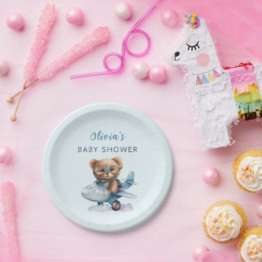 Teddy Bear Bearly Wait Baby shower Papieren Bordje (Feest)