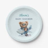 Teddy Bear Bearly Wait Baby shower Papieren Bordje (Voorkant)