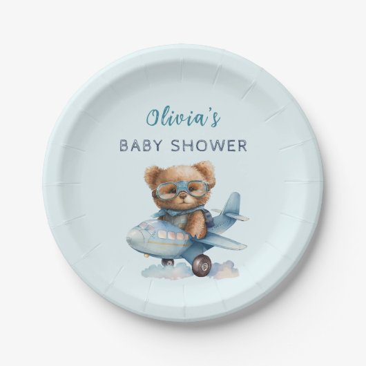 Teddy Bear Bearly Wait Baby shower Papieren Bordje (Voorkant)
