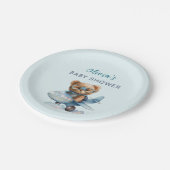 Teddy Bear Bearly Wait Baby shower Papieren Bordje (Gekanteld)