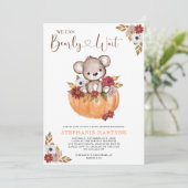 Teddy Bear Bearly Wait Herfst Baby shower Kaart (Staand voorkant)
