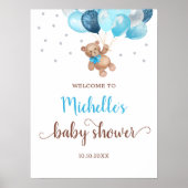 Teddy Bear Bearly Wait Welcome Baby shower Poster (Voorkant)