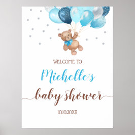 Teddy Bear Bearly Wait Welcome Baby shower Poster