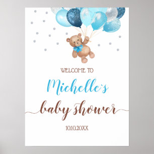 Teddy Bear Bearly Wait Welcome Baby shower Poster
