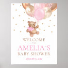 Teddy Bear Bearly Wait Welcome Baby shower Poster