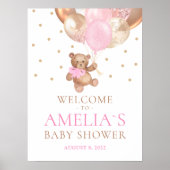 Teddy Bear Bearly Wait Welcome Baby shower Poster (Voorkant)