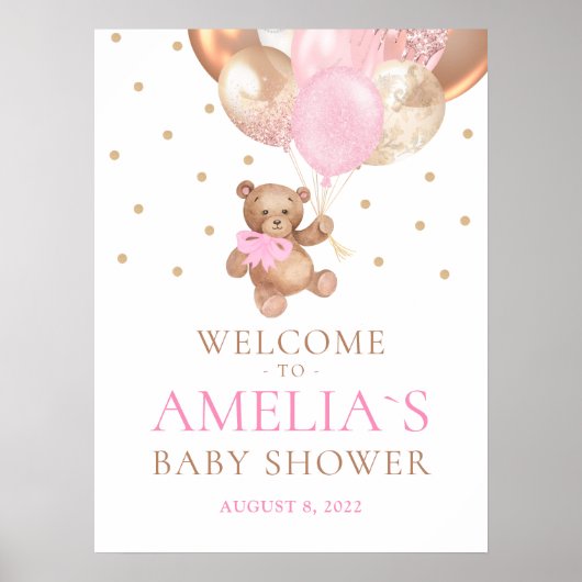 Teddy Bear Bearly Wait Welcome Baby shower Poster (Voorkant)