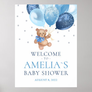 Teddy Bear Bearly Wait Welcome Baby shower Poster