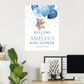 Teddy Bear Bearly Wait Welcome Baby shower Poster (Thuiskantoor)