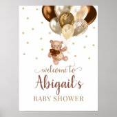 Teddy Bear Bearly Wait Welcome Baby shower Poster (Voorkant)
