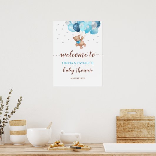 Teddy Bear Bearly Wait Welcome Baby shower Poster (Keuken)