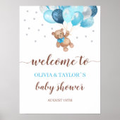 Teddy Bear Bearly Wait Welcome Baby shower Poster (Voorkant)