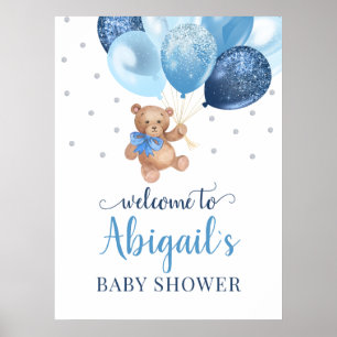 Teddy Bear Bearly Wait Welcome Baby shower Poster
