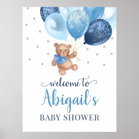 Teddy Bear Bearly Wait Welcome Baby shower Poster (Voorkant)