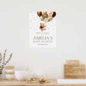 Teddy Bear Bearly Wait Welcome Baby shower Poster (Keuken)