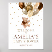 Teddy Bear Bearly Wait Welcome Baby shower Poster (Voorkant)