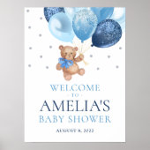 Teddy Bear Bearly Wait Welcome Baby shower Poster (Voorkant)