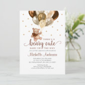 Teddy Bear Beary Cute Baby shower Invitation Kaart (Staand voorkant)