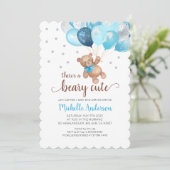 Teddy Bear Beary Cute Baby shower Invitation Kaart (Staand voorkant)