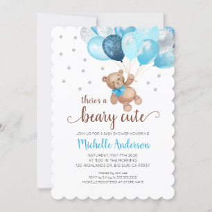 Teddy Bear Beary Cute Baby shower Invitation Kaart