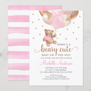 Teddy Bear Beary Cute Baby shower Invitation Kaart