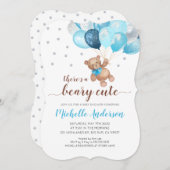 Teddy Bear Beary Cute Baby shower Invitation Kaart (Voorkant / Achterkant)