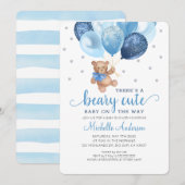 Teddy Bear Beary Cute Baby shower Invitation Kaart (Voorkant / Achterkant)